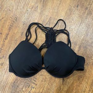 Victoria Secret- Padded Crotchet Back Black Bikini Top